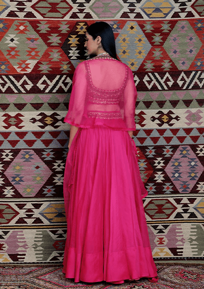 Fushia Embroidered Lehenga - The Couture by KJH