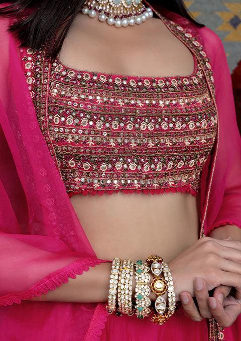 FUCHSIA EMBROIDERED LEHENGA - The Couture by KJH