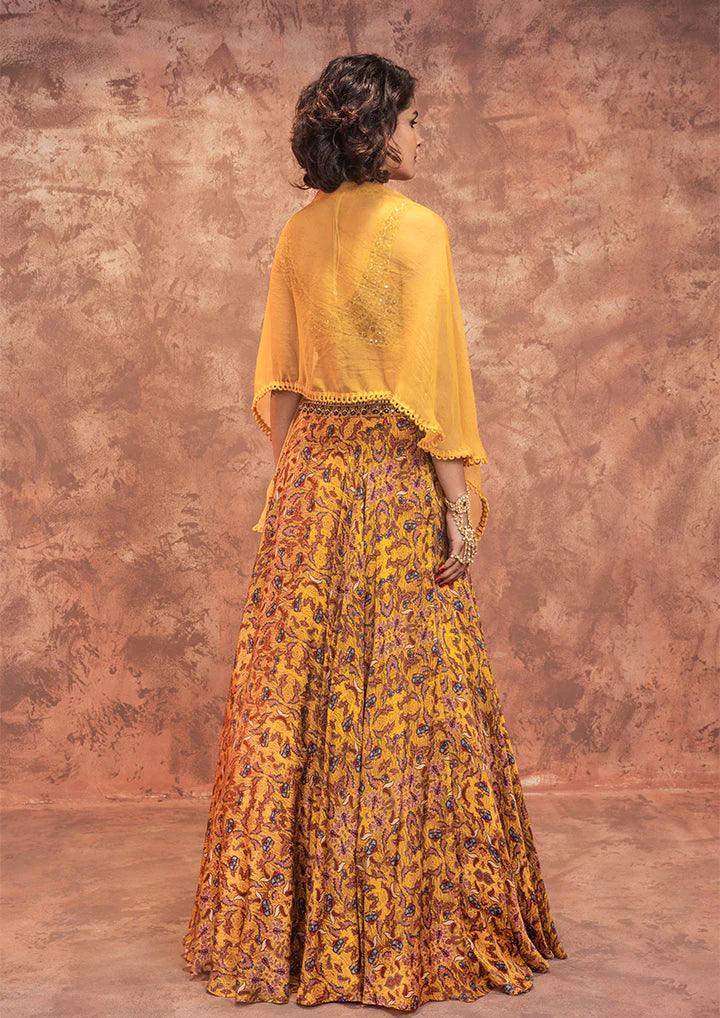 Mustard Printed Lehenga Set - The Couture by KJH