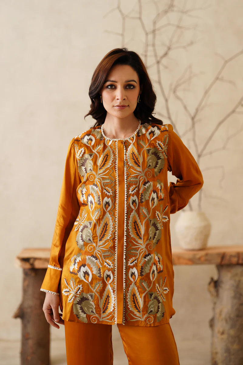 ELORAH SATIN EMBROIDERED MATCHING SET
