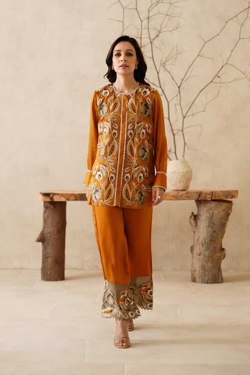 ELORAH SATIN EMBROIDERED MATCHING SET