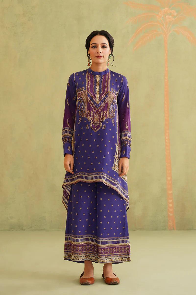 ROYAL PURPLE HAND EMBROIDERED CREPE MATCHING SET
