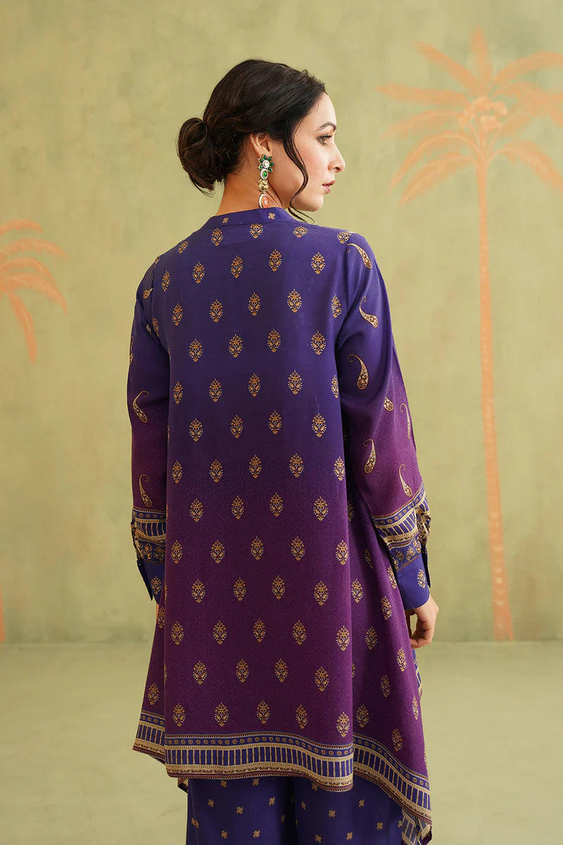 ROYAL PURPLE HAND EMBROIDERED CREPE MATCHING SET