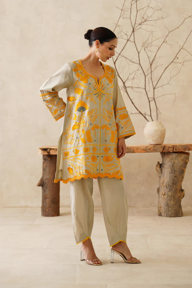 SAPHIRA PURE CHANDERI EMBROIDERED MATCHING SET