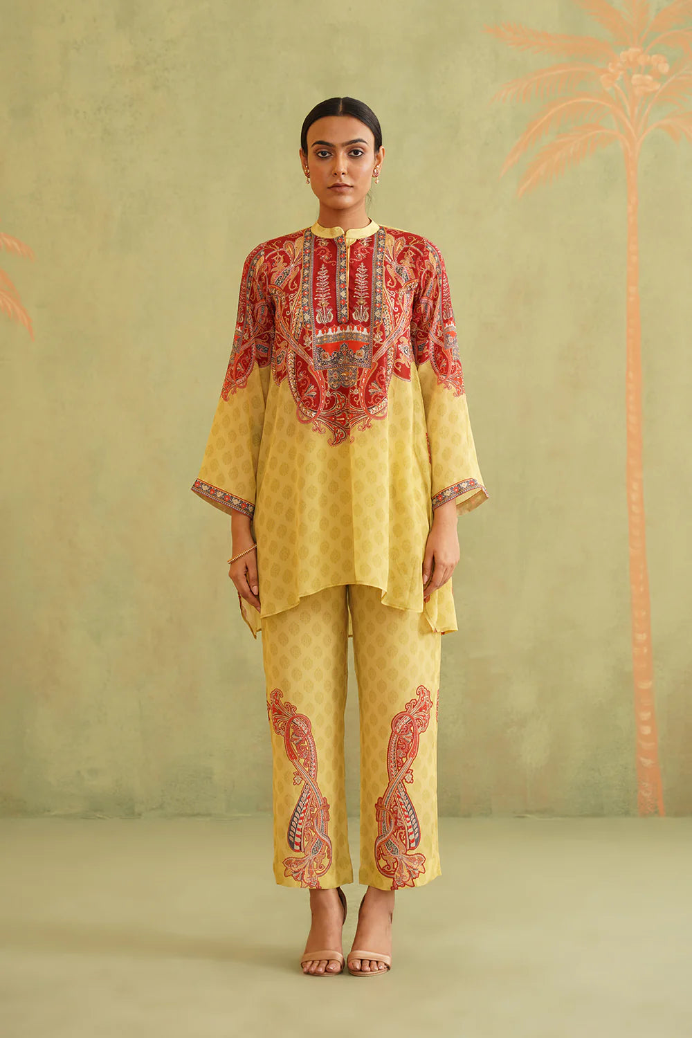 SUNSHINE YELLOW HAND EMBROIDERED MATHCING SET