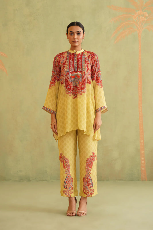 SUNSHINE YELLOW HAND EMBROIDERED MATHCING SET