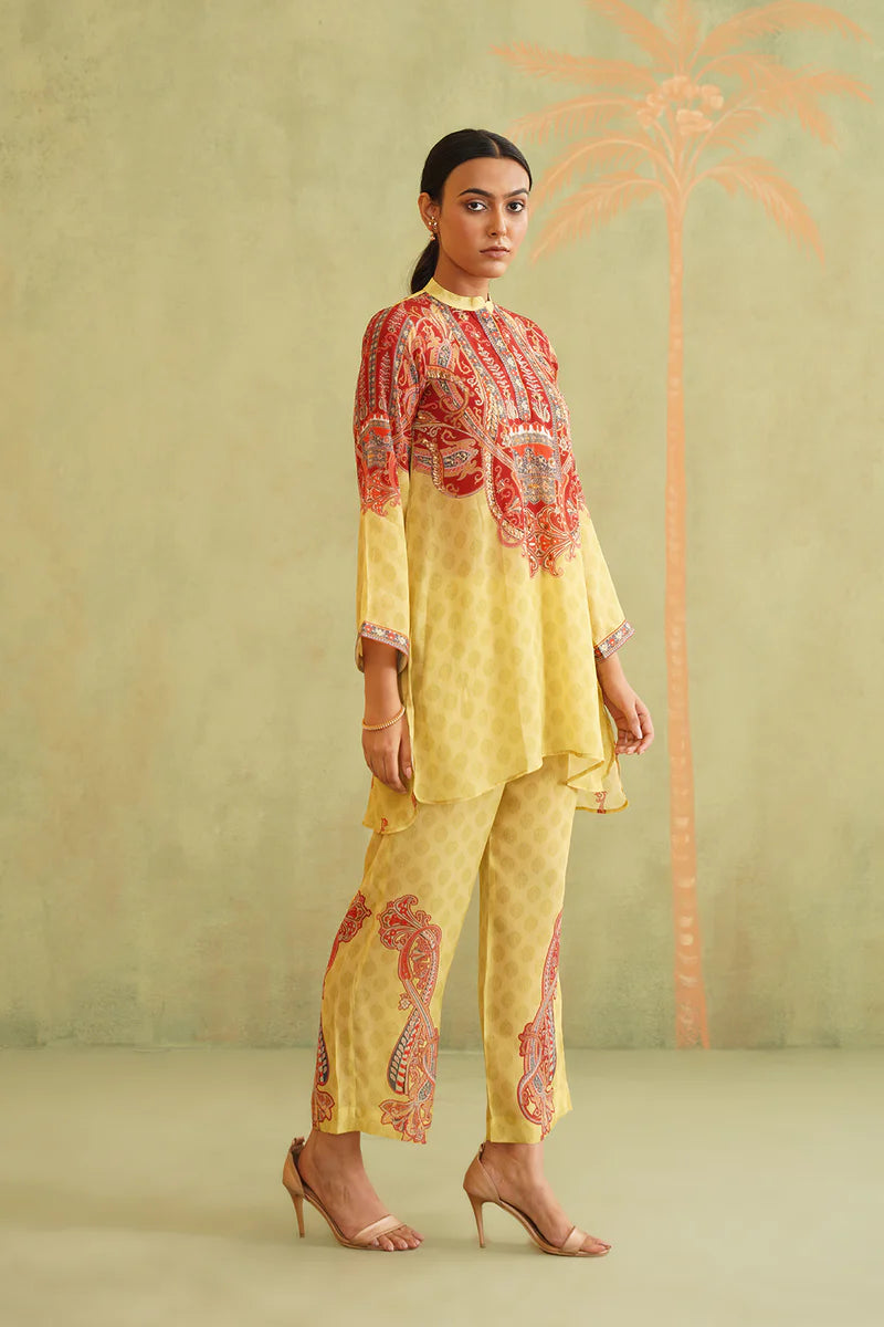 SUNSHINE YELLOW HAND EMBROIDERED MATHCING SET