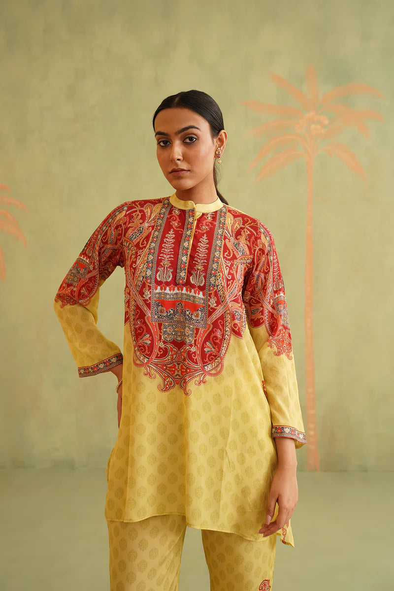 SUNSHINE YELLOW HAND EMBROIDERED MATHCING SET
