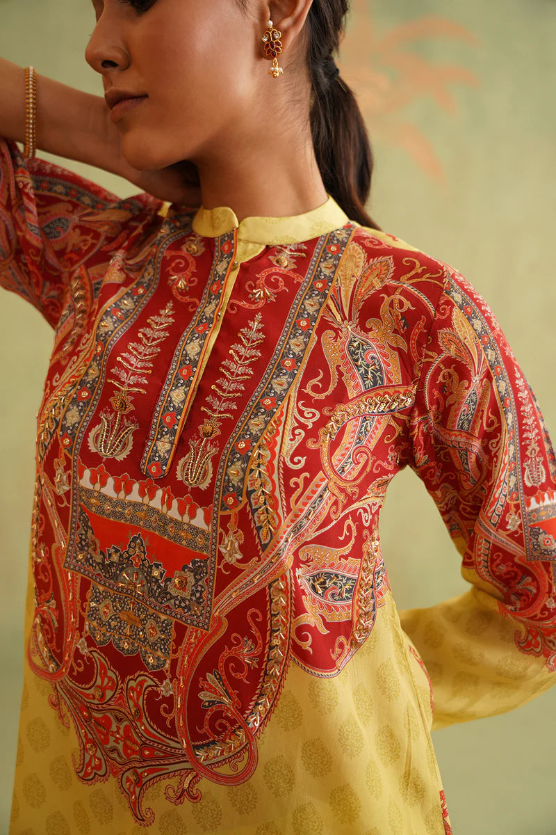 SUNSHINE YELLOW HAND EMBROIDERED MATHCING SET