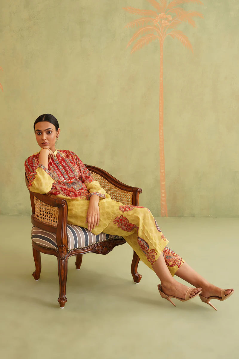 SUNSHINE YELLOW HAND EMBROIDERED MATHCING SET
