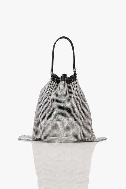 THE CRYSTAL POPPI BUCKET BAG IN STARDUST SILVER