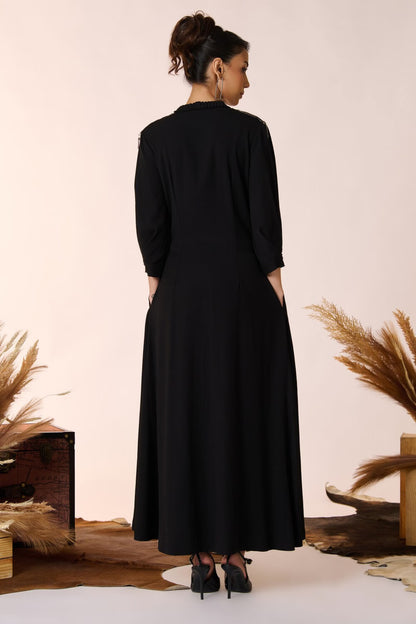 Asymmetric Black Shirt Dress