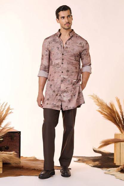 Nagarjuna in Safari Printed Shirt Kurta