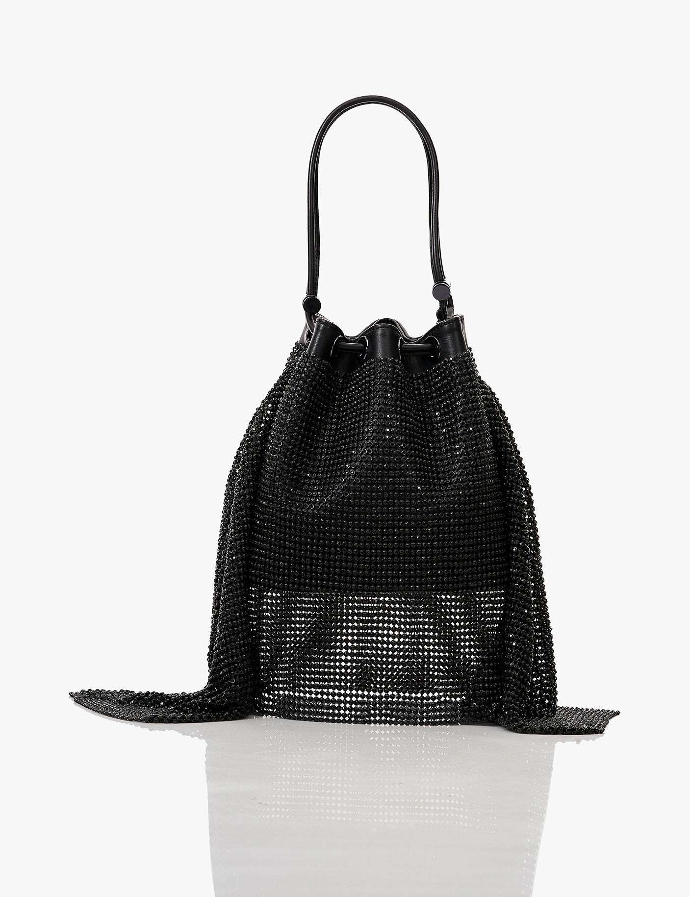THE CRYSTAL POPPI BUCKET BAG IN MIDNIGHT BLACK