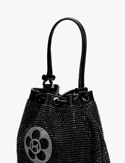 THE CRYSTAL POPPI BUCKET BAG IN MIDNIGHT BLACK