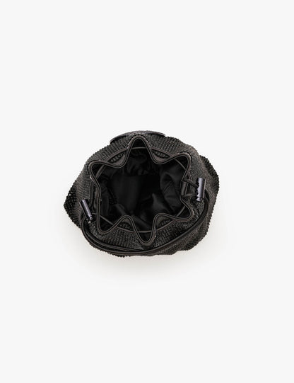 THE CRYSTAL POPPI BUCKET BAG IN MIDNIGHT BLACK