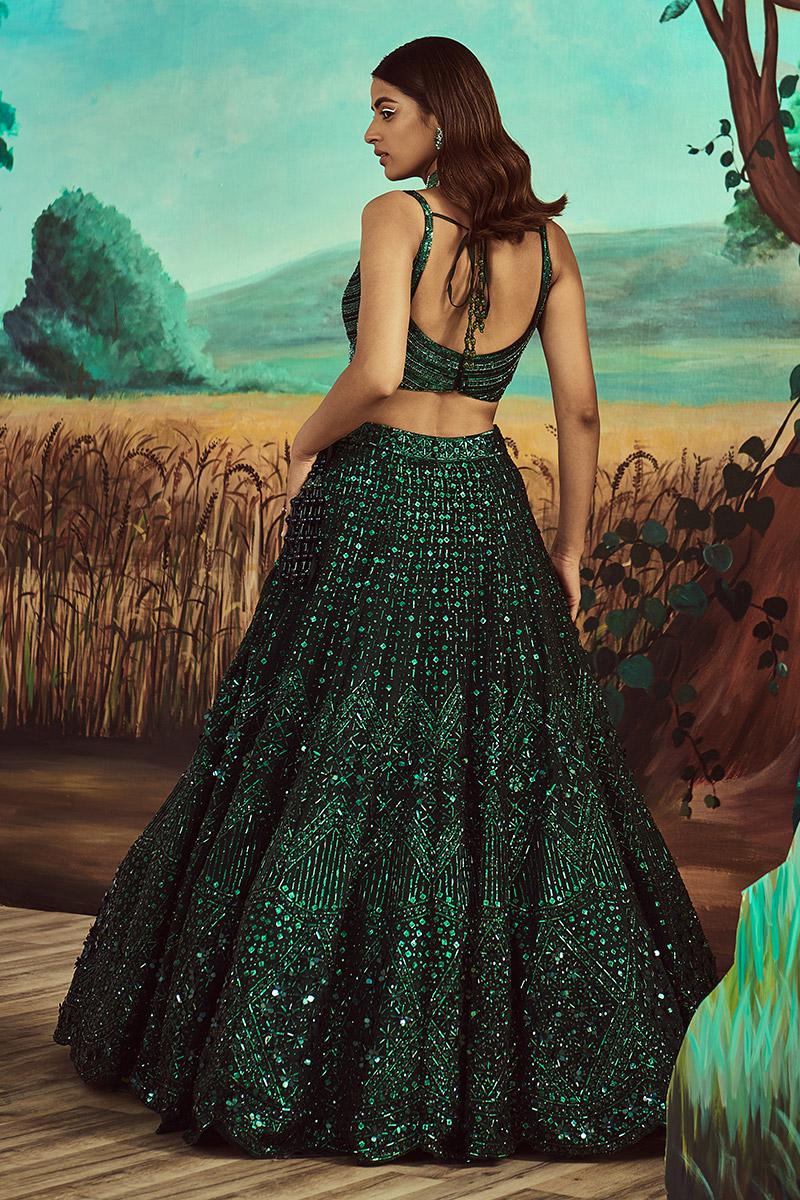 Tonal Emerald Green Lehenga Set