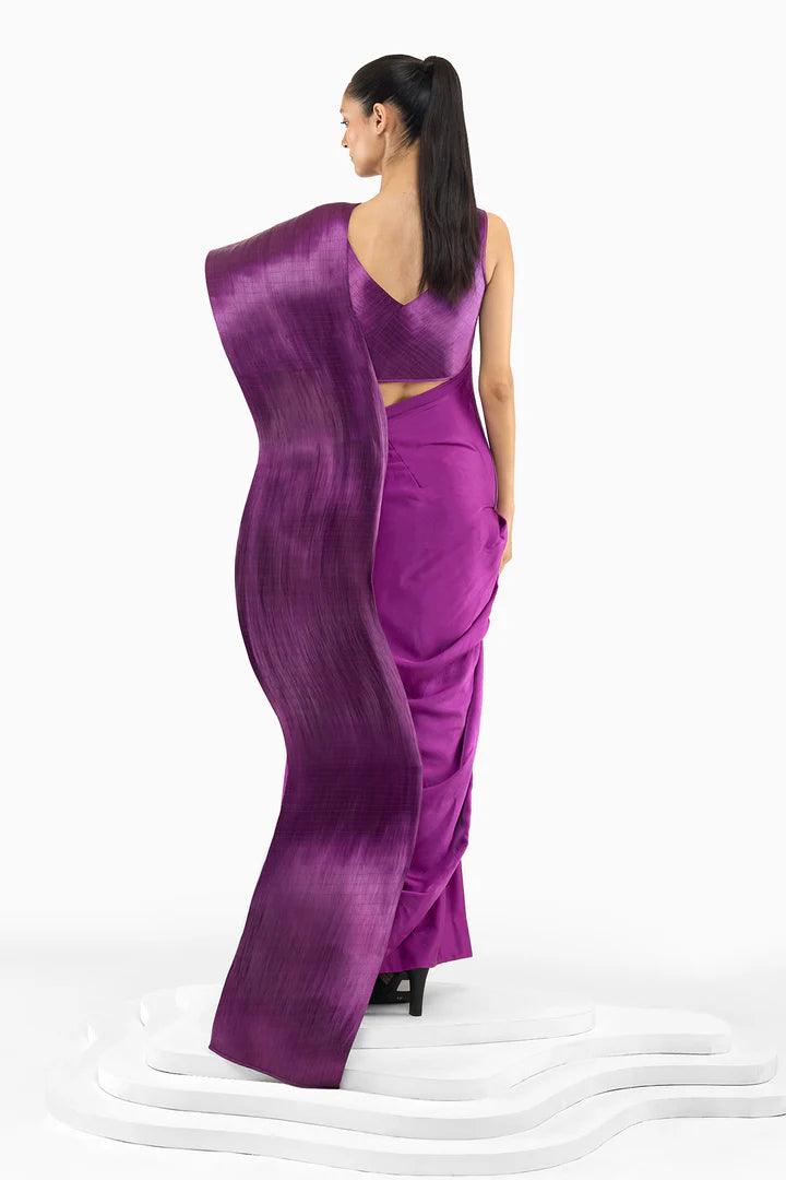 PURPLE SCULPTED METAL SAREE - The Couture by KJH