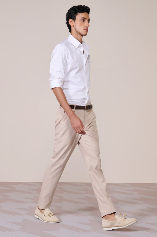 Ecru Straight-Leg Trousers
