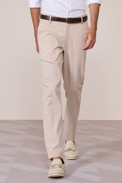Ecru Straight-Leg Trousers