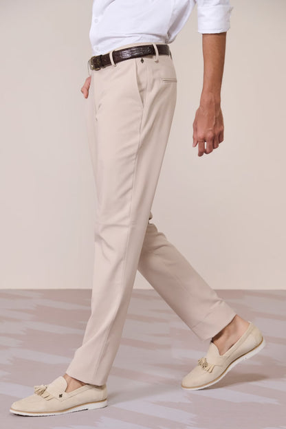 Ecru Straight-Leg Trousers