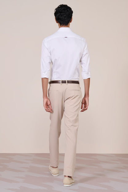 Ecru Straight-Leg Trousers