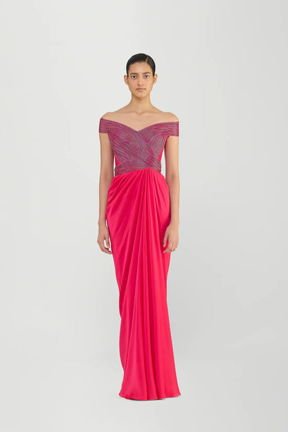 Moulded Gown With A Chiffon Drape