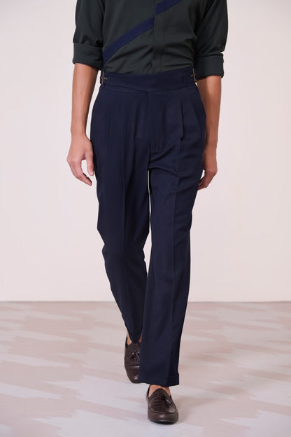 Navy Cross Flap Trousers