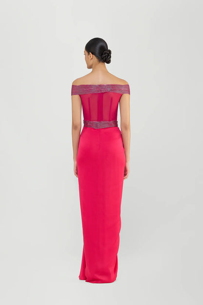 Moulded Gown With A Chiffon Drape