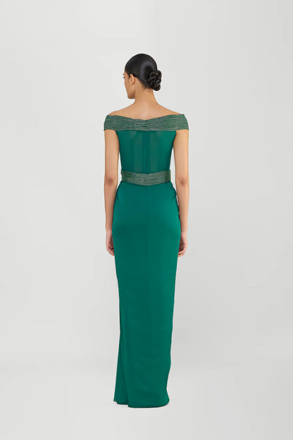 Moulded Gown With A Chiffon Drape