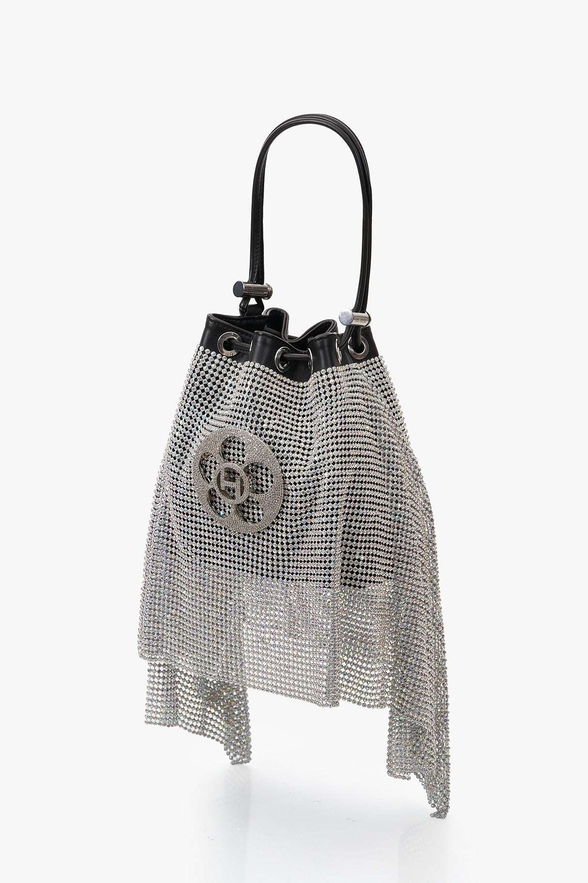 THE CRYSTAL POPPI BUCKET BAG IN STARDUST SILVER