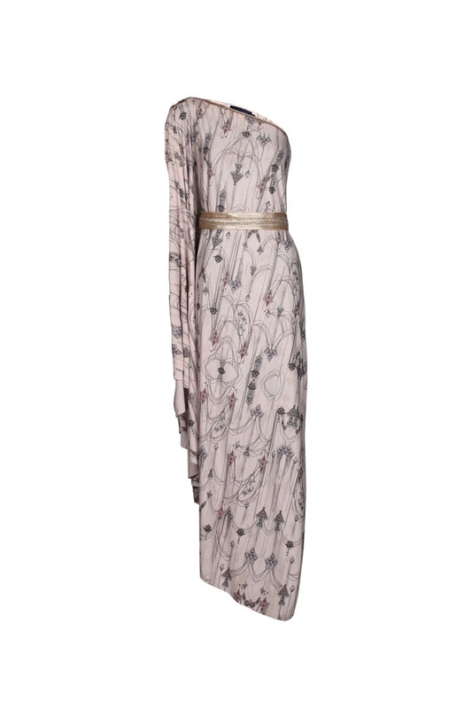 Asymmetric Off-Shoulder Kurta with Gold Details