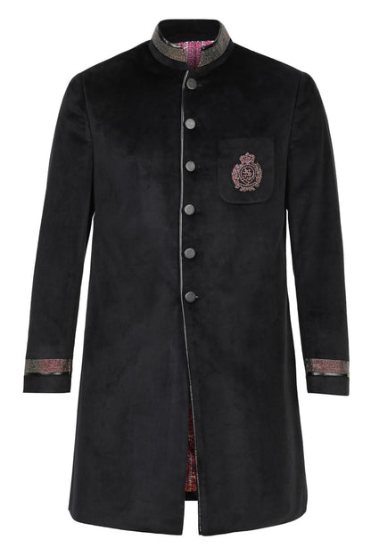 Jackky Bhagnani In Black Crested Sherwani