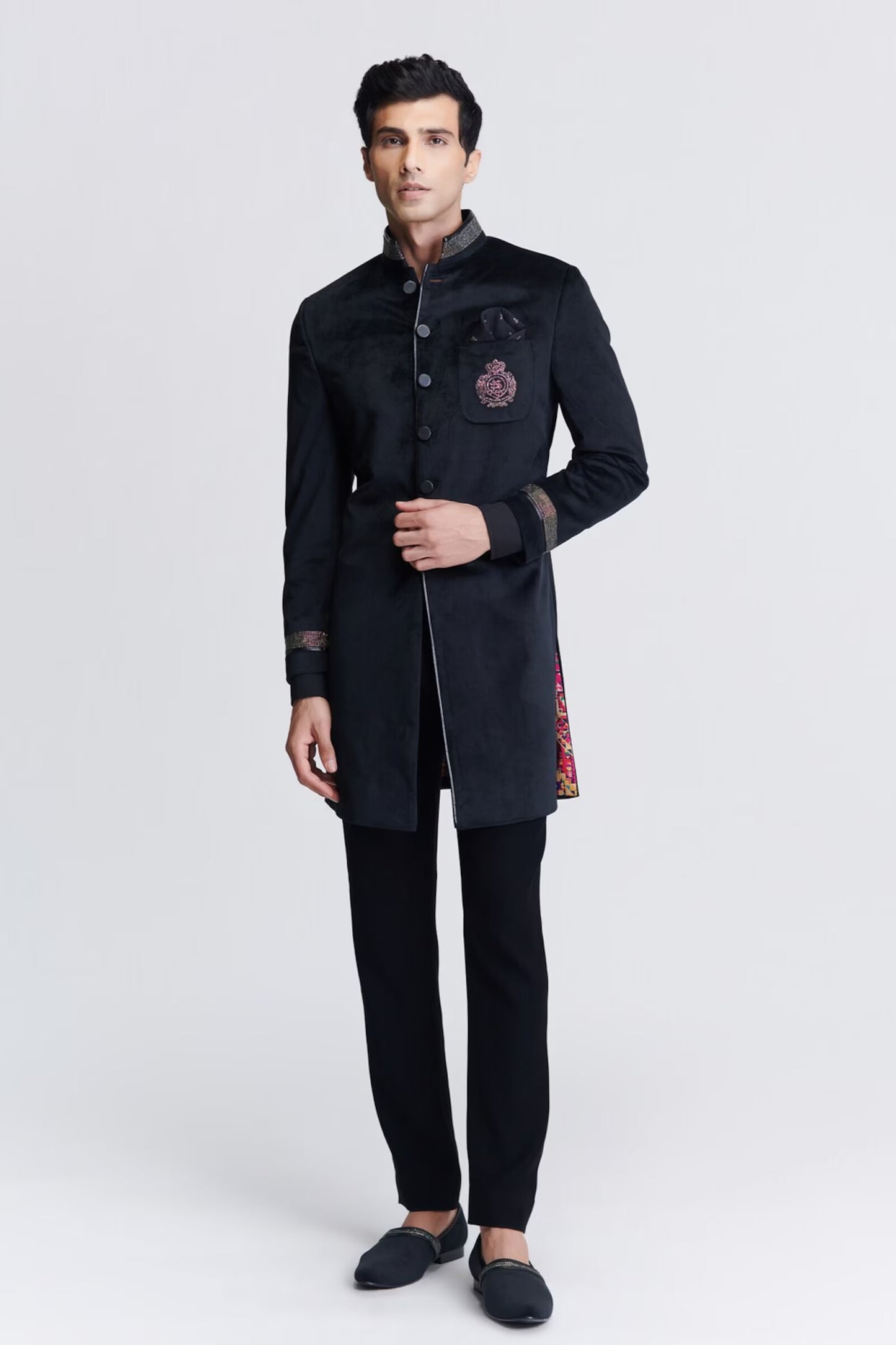 Jackky Bhagnani In Black Crested Sherwani