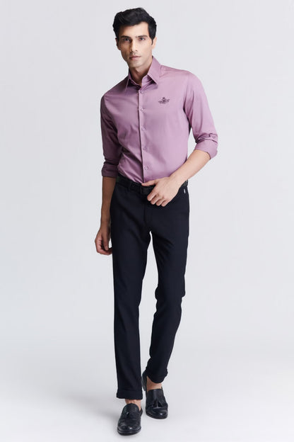 Signature Light Purple Shirt with Embroidered Crest