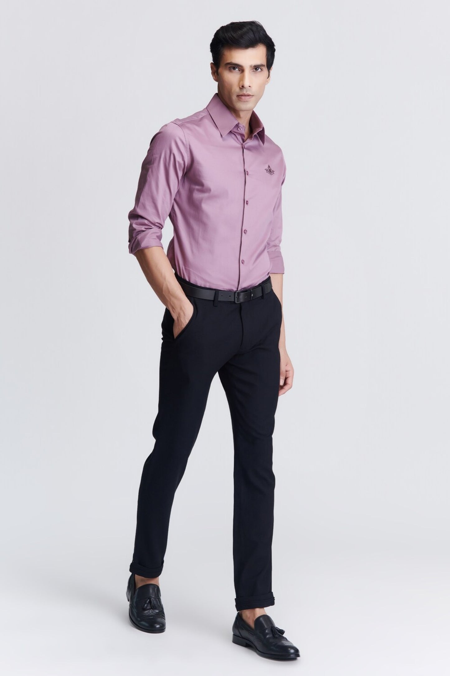 Signature Light Purple Shirt with Embroidered Crest
