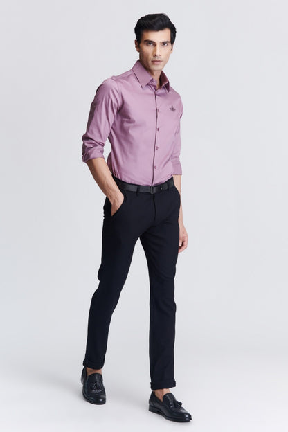 Signature Light Purple Shirt with Embroidered Crest