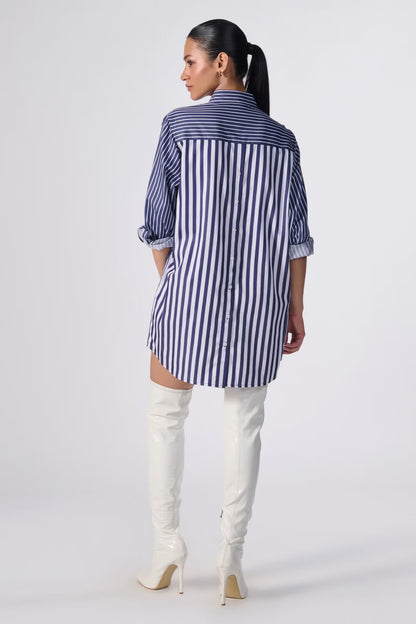 SNCC Navy Striped Shirt Dress