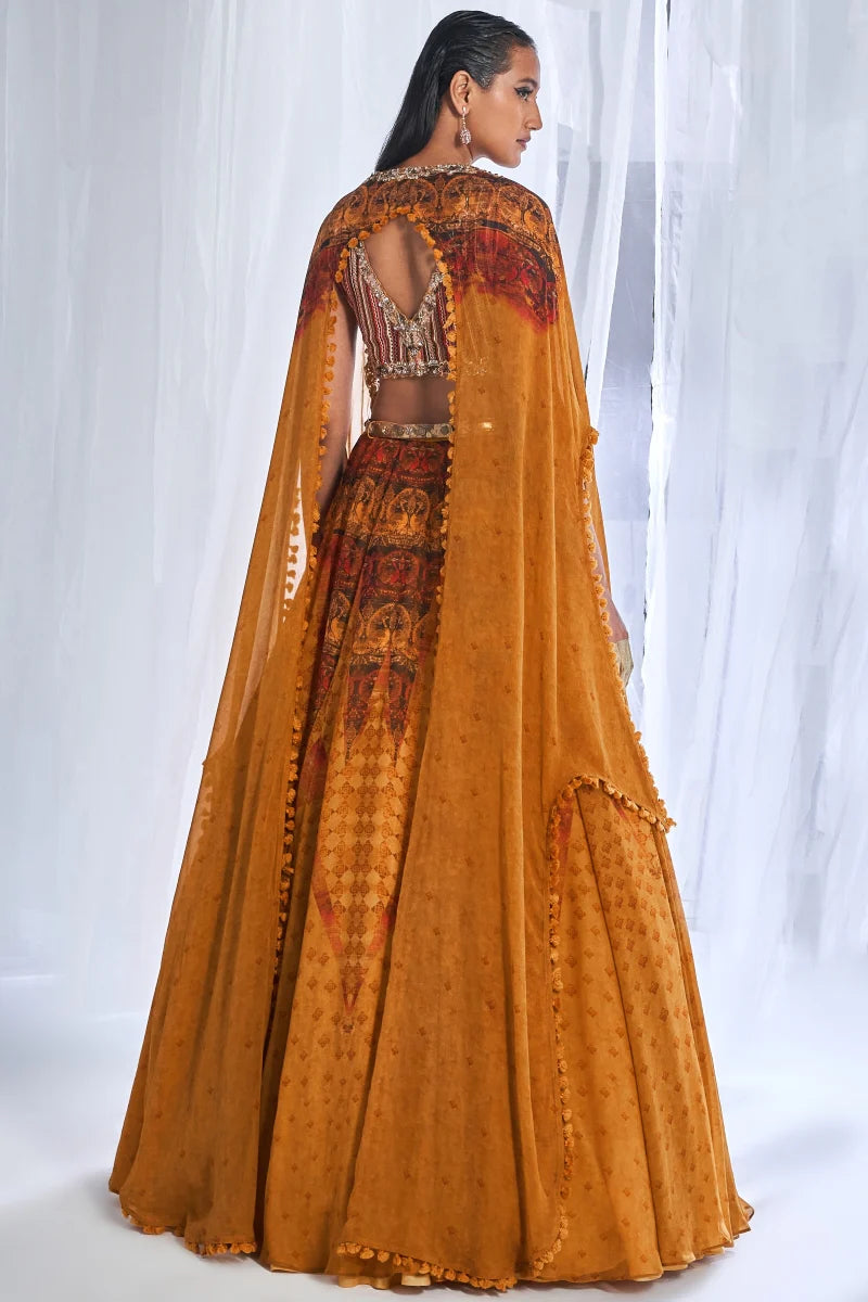 "Ekiya Love" Printed Chiffon Lehenga