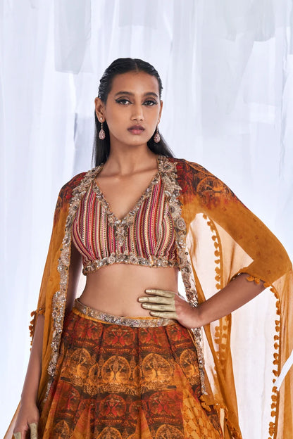 "Ekiya Love" Printed Chiffon Lehenga