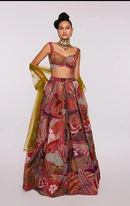 Carmine Lehenga Set