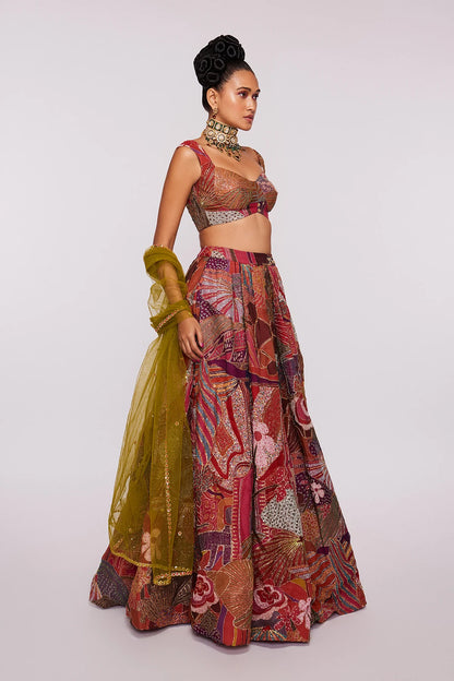 Carmine Lehenga Set