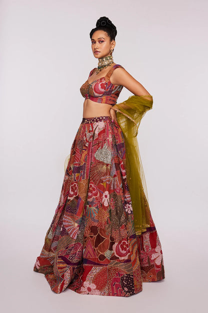 Carmine Lehenga Set