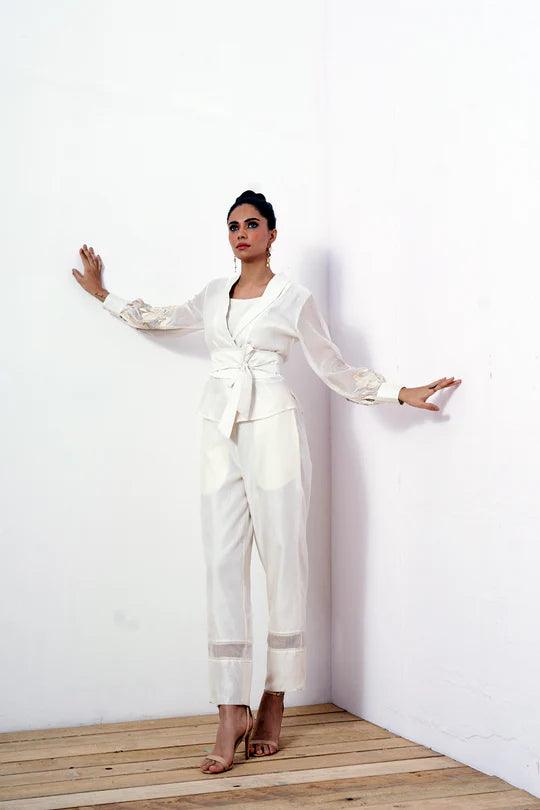 Grace - Vanilla Wrap Top with Ankle Pants - The Couture by KJH