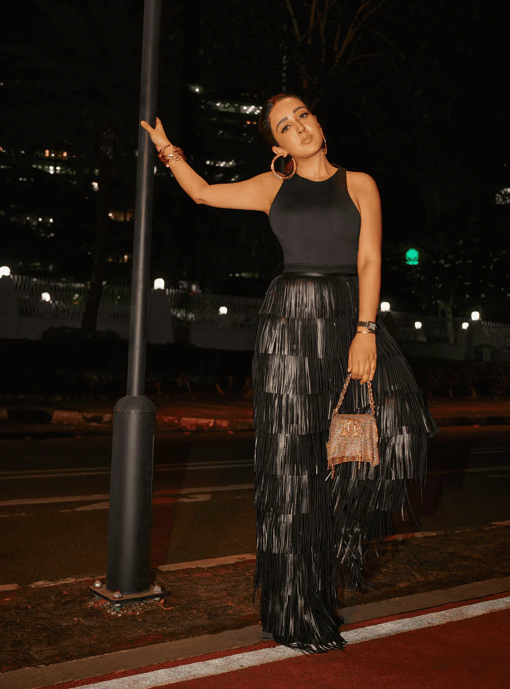 GOLD RUSH CRYSTAL FURBIE HANDBAG