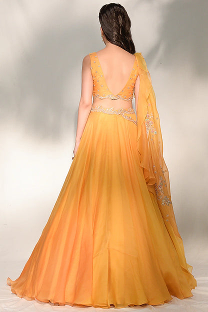 Yellow Embroidered Lehenga Set