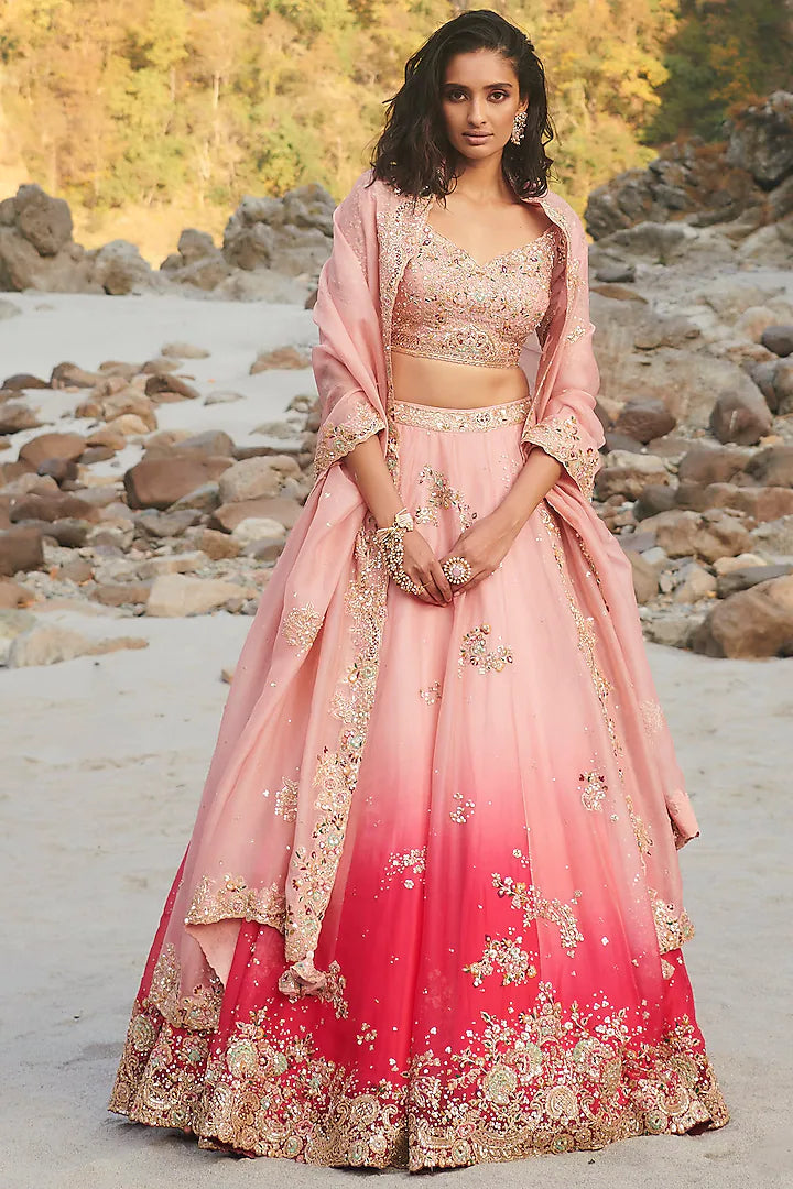 Fuchsia Zardosi Embroidered Lehenga Set