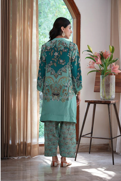 GULBAHAAR HAND EMBROIDERED CREPE PRINTED MATCHING SET