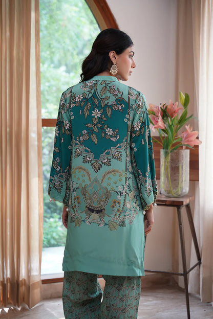 GULBAHAAR HAND EMBROIDERED CREPE PRINTED MATCHING SET