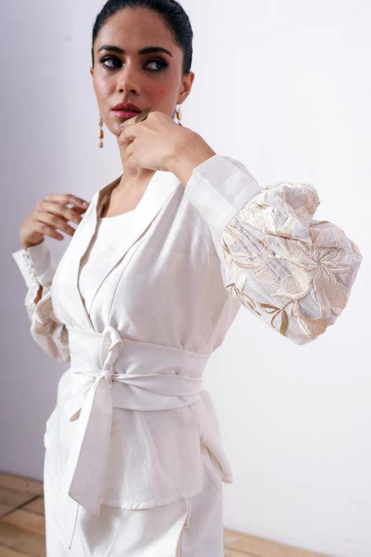 Grace - Vanilla Wrap Top with Ankle Pants - The Couture by KJH